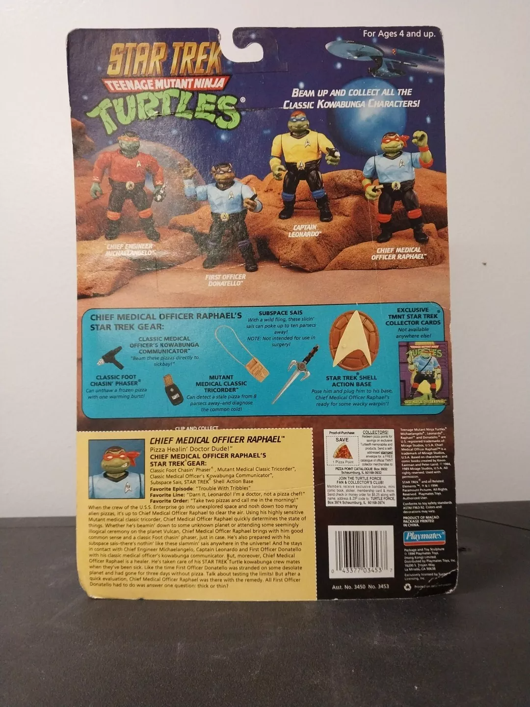Vintage 1994 Star Trek TMNT Chief Medical Officer Raphael Playmates Figure NOC