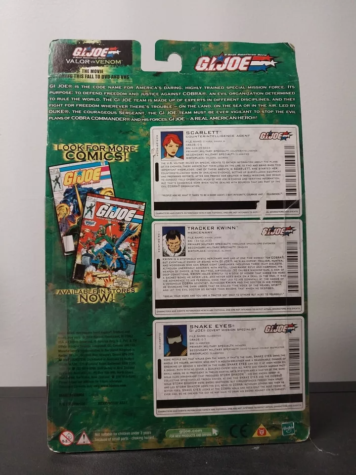 Scarlett Snake Eyes Tracker Kwinn Comic Pack G.I. JOE COBRA 25th MOC Valor Venom