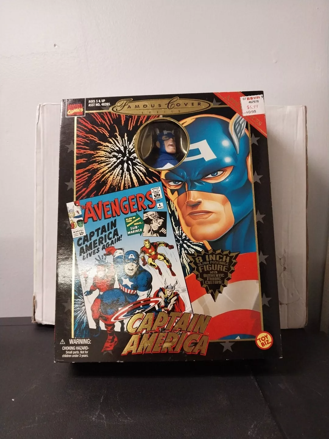 Toy Biz Marvel Famous Cover Series Captain America 8” figure 1998 Vintage