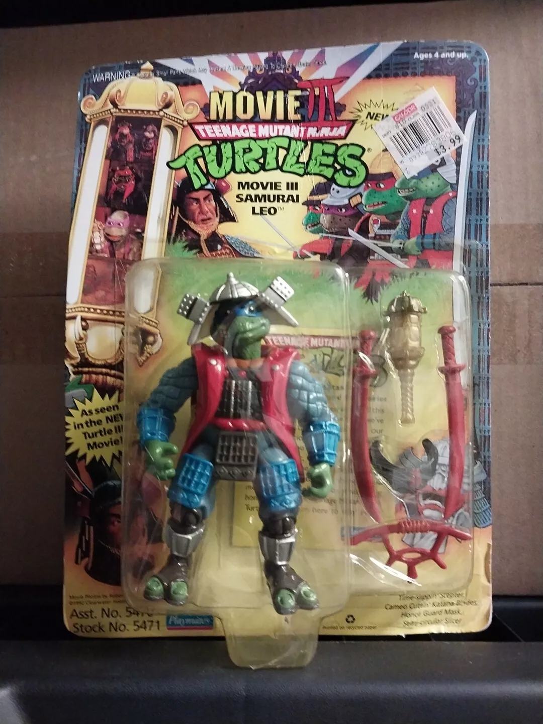 Samurai Leo Movie III Teenage Mutant Ninja Turtles TMNT 1992 MOSC UNPUNCHED