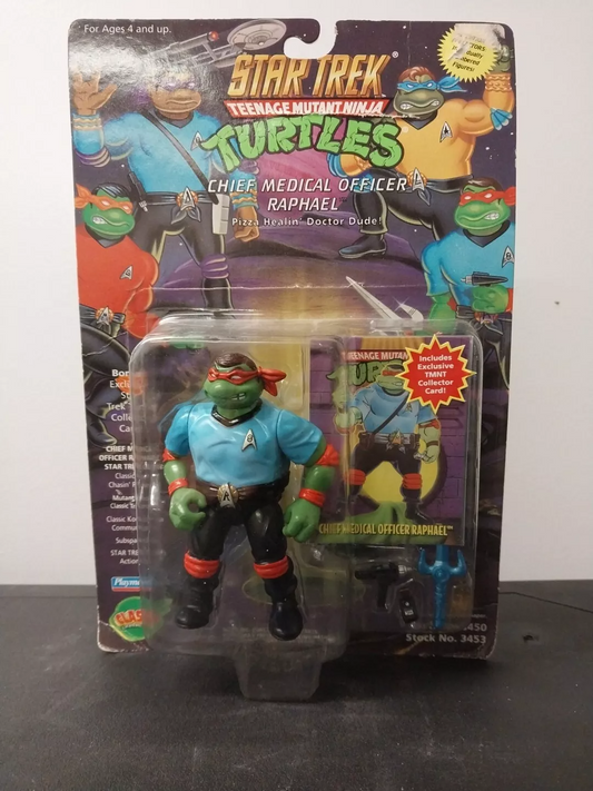 Vintage 1994 Star Trek TMNT Chief Medical Officer Raphael Playmates Figure NOC